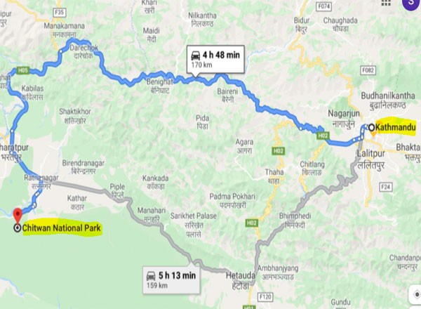 Chitwan National Park, wildlife safaris, cultural tours, luxury lodges, UNESCO World Heritage Site-Map