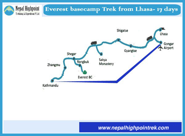 Everest Base Camp trek, Lhasa adventure, Potala Palace-Map