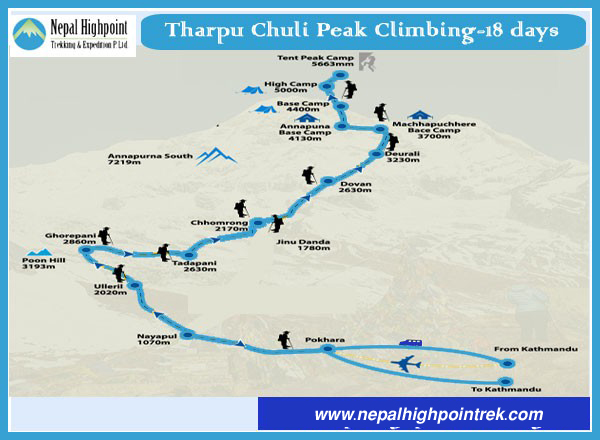 Chulu East Peak Climbing, Annapurna massif, Marsyangdi Valley, Thorung La-Map